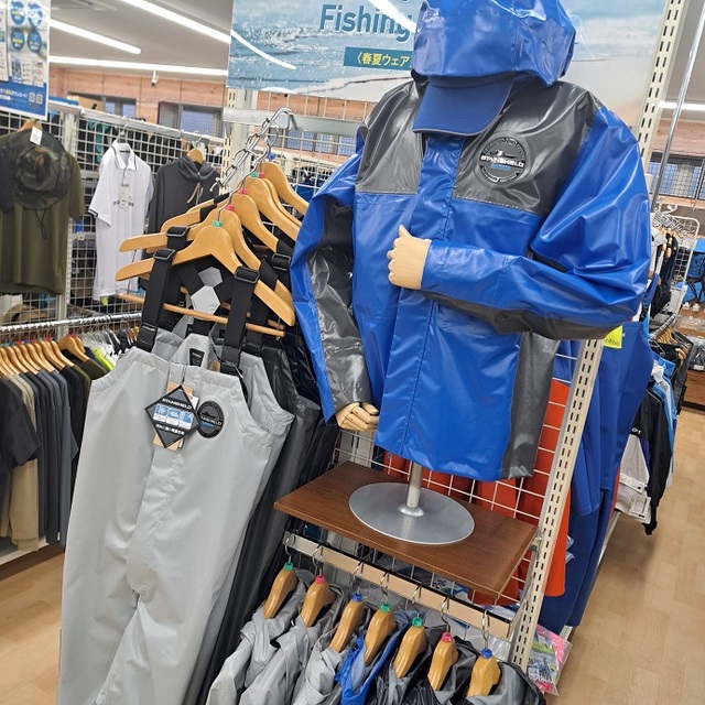 シマノ　フィッシングウェア　レインウェア　総柄　セットアップ　ブルー　M つり具の上州屋 - あなたのフィッシング＆アウトドアライフを
