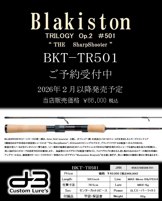 ブラキストン BKT- 608 ML-OH(2ピース)D3カスタムルアーズ ブラキストン BKT- 608 ML-OH(2ピース)D3カスタムルアーズ